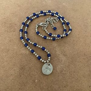 Cross beaded necklace with inspirational quote